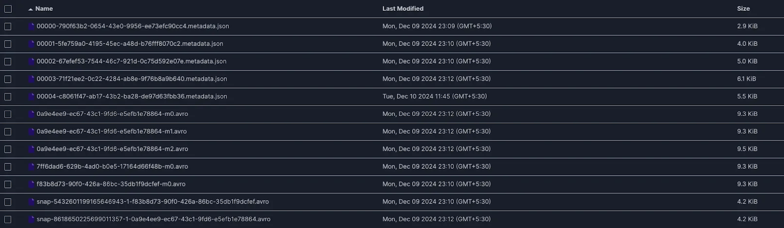 Table State - Metadata folder